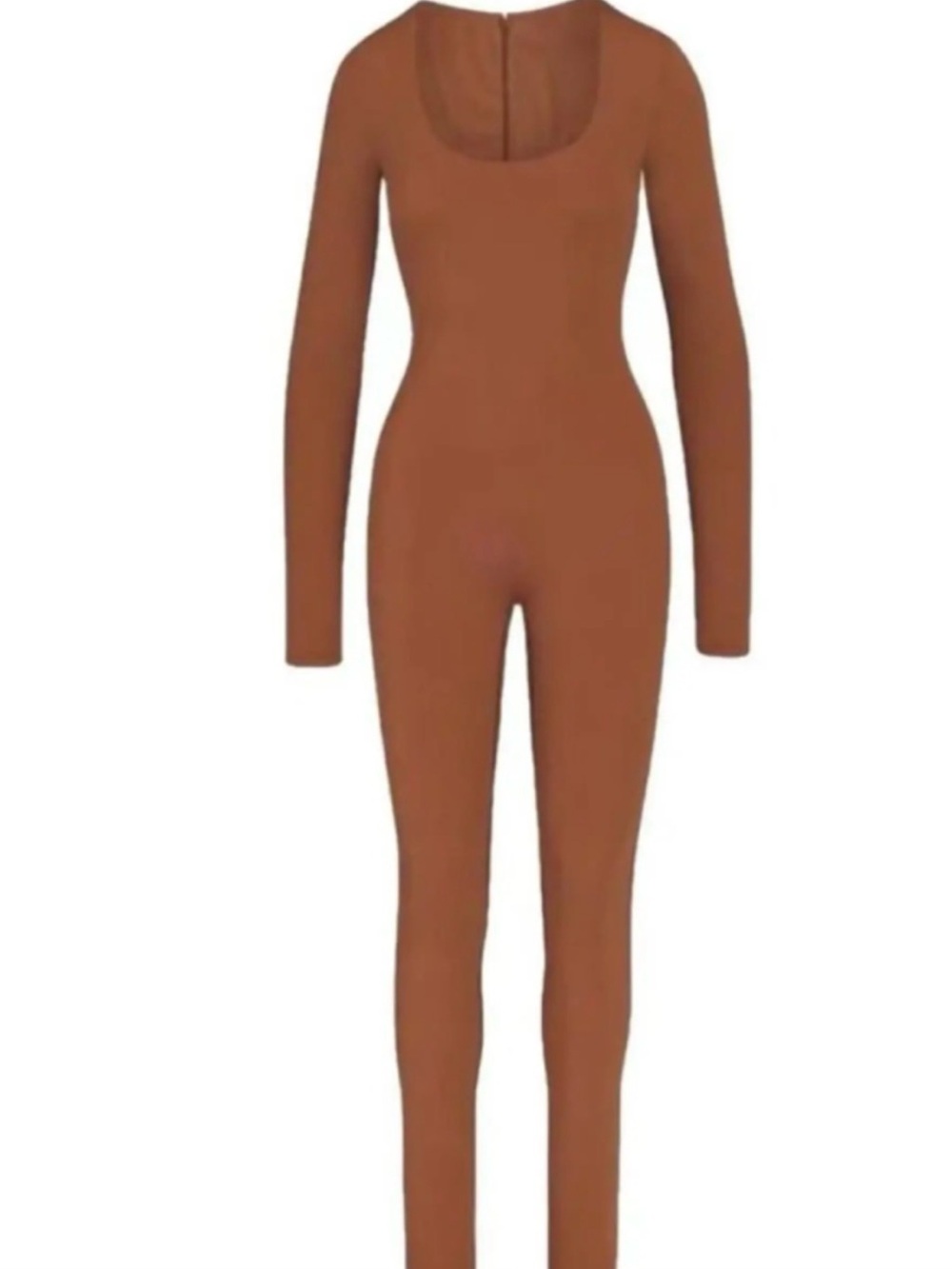 SKIMS Long Sleeve Scoop-Neck Brown Jumpsuit